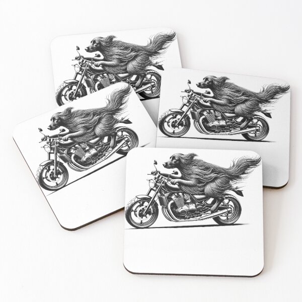 Item preview, Cool Flat-Coated Retriever Riding a Motorcycle Biker Dog Lover designed and sold by Kimberley King Art  King Art.