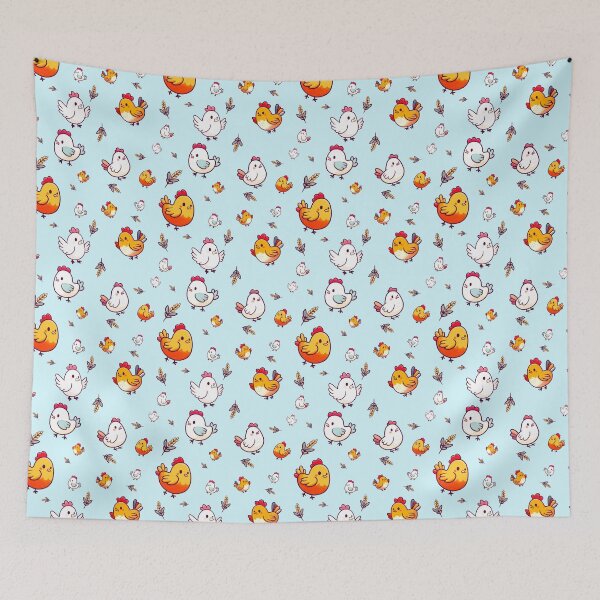 Item preview, Chickens (blue) designed and sold by WildLakePatterns.
