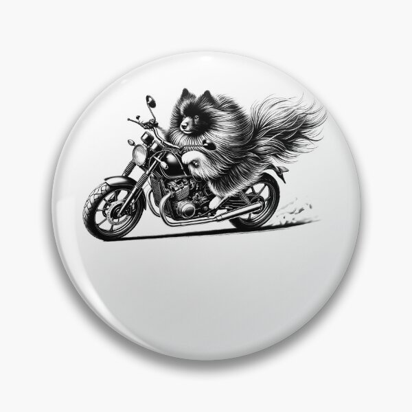 Item preview, Cool German Spitz Riding a Motorcycle Biker Dog Lover designed and sold by Kimberley King Art  King Art.