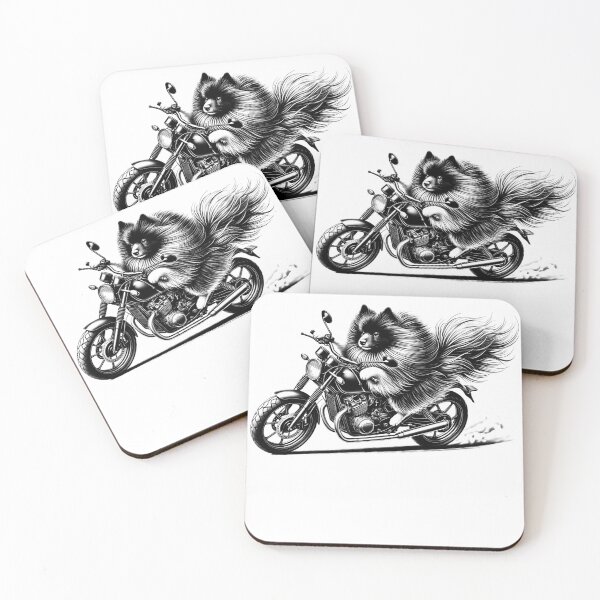 Item preview, Cool German Spitz Riding a Motorcycle Biker Dog Lover designed and sold by Kimberley King Art  King Art.