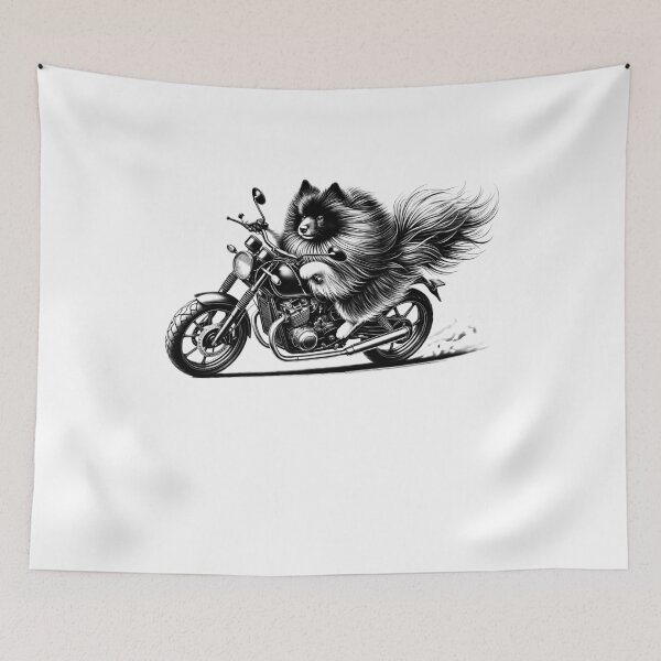 Item preview, Cool German Spitz Riding a Motorcycle Biker Dog Lover designed and sold by Kimberley King Art  King Art.