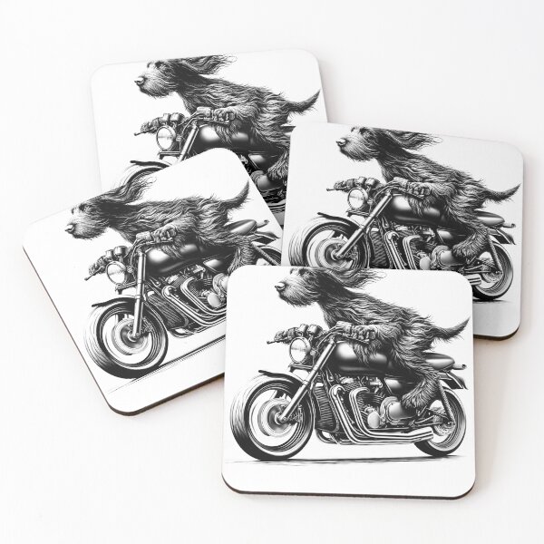 Item preview, Cool German Wirehaired Pointer Riding a Motorcycle Biker Dog Lover designed and sold by Kimberley King Art  King Art.