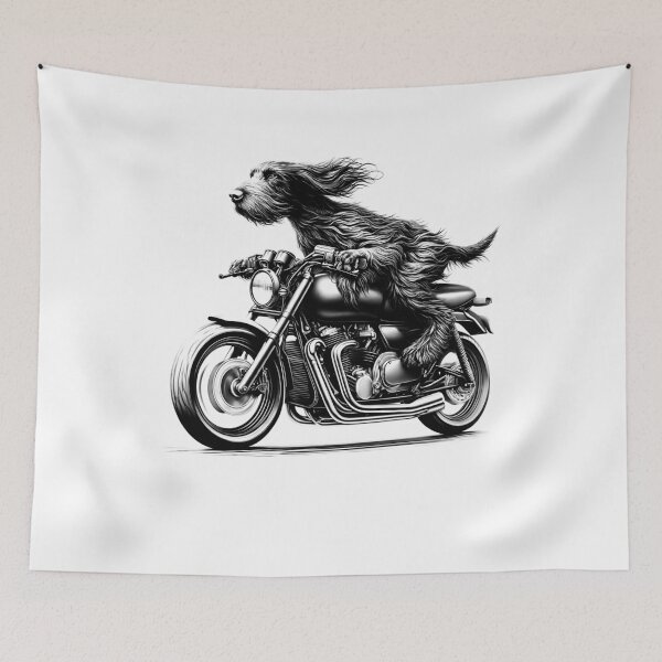 Item preview, Cool German Wirehaired Pointer Riding a Motorcycle Biker Dog Lover designed and sold by Kimberley King Art  King Art.