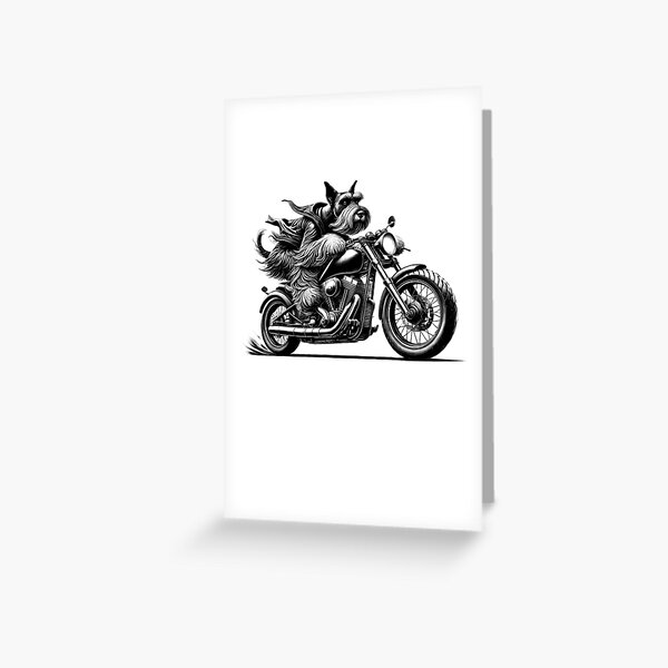 Item preview, Cool Giant Schnauzer Riding a Motorcycle Biker Dog Lover designed and sold by Kimberley King Art  King Art.
