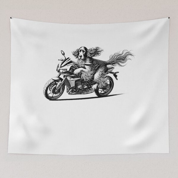 Item preview, Cool Irish Red And White Setter Riding a Motorcycle Biker Dog Lover designed and sold by Kimberley King Art  King Art.