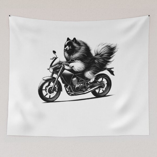 Item preview, Cool Keeshond Riding a Motorcycle Biker Dog Lover designed and sold by Kimberley King Art  King Art.