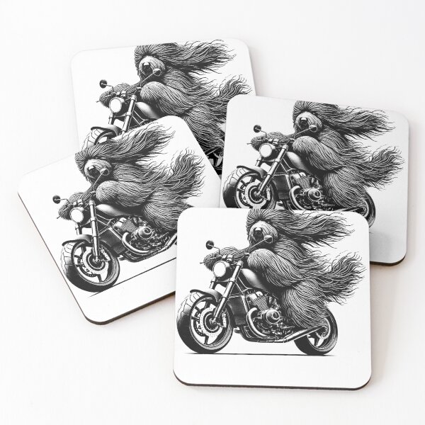 Item preview, Cool Komondor Riding a Motorcycle Biker Dog Lover designed and sold by Kimberley King Art  King Art.