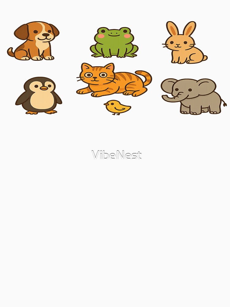 Thumbnail 7 of 7, Classic T-Shirt, Cute Cartoon Animals – Kawaii Style Zoo & Pet Illustration Collection designed and sold by VibeNest.