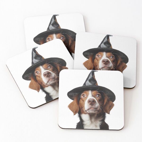Item preview, Brittany Dog Wearing Halloween Witch Hat designed and sold by LazyOwlStore.