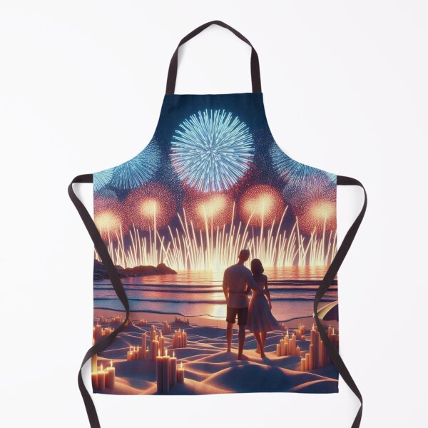 Item preview, Romantic Beach Fireworks Display - Couple Celebrating Under Night Sky designed and sold by choder61.