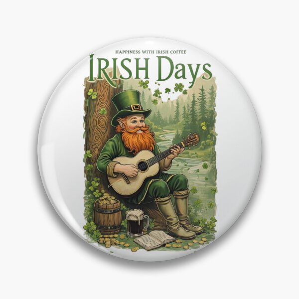 Item preview, Cheerful Leprechaun Playing Guitar Surrounded by Festive Objects designed and sold by Aise06.