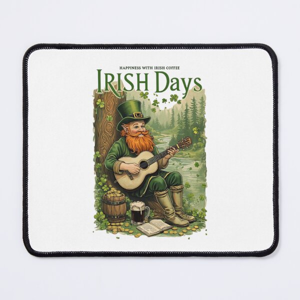 Item preview, Cheerful Leprechaun Playing Guitar Surrounded by Festive Objects designed and sold by Aise06.
