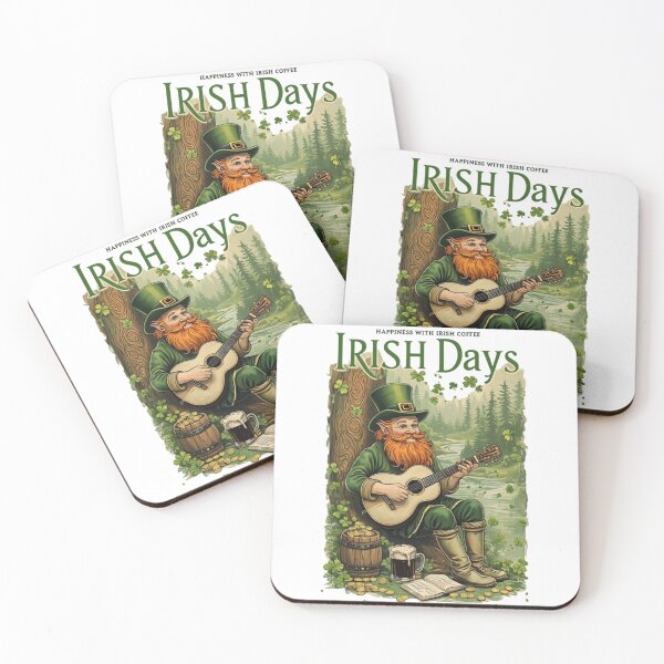 Item preview, Cheerful Leprechaun Playing Guitar Surrounded by Festive Objects designed and sold by Aise06.