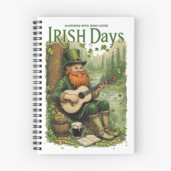 Item preview, Cheerful Leprechaun Playing Guitar Surrounded by Festive Objects designed and sold by Aise06.