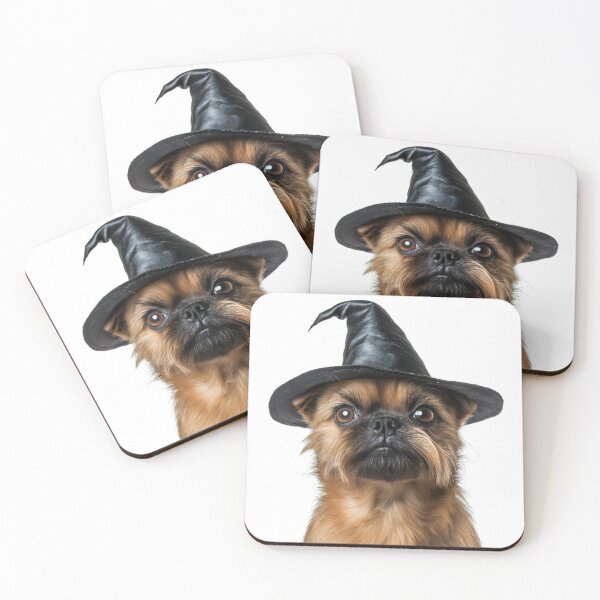 Item preview, Brussels Griffon Dog Wearing Halloween Witch Hat designed and sold by LazyOwlStore.