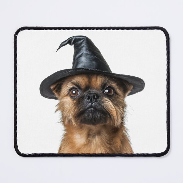 Item preview, Brussels Griffon Dog Wearing Halloween Witch Hat designed and sold by LazyOwlStore.