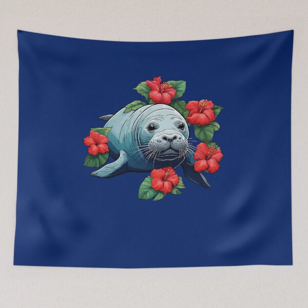 Item preview, Hawaiian Monk Seal And Red Hibiscus Flowers designed and sold by taiche.