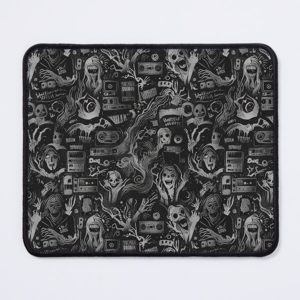 Item preview, A moody array of horror film motifs, grim reaper faces designed and sold by CoolPixels.