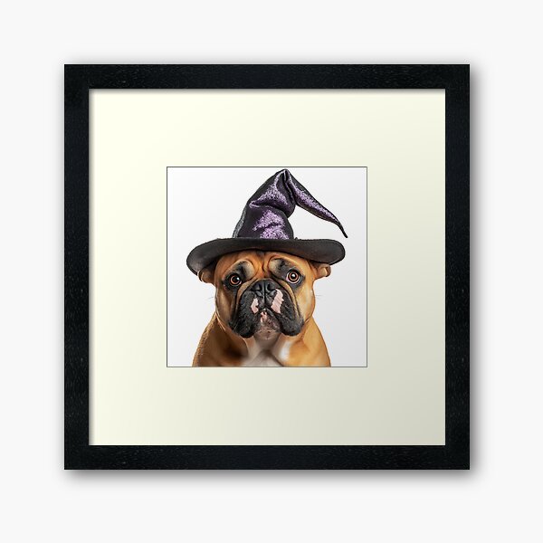 Item preview, Bulldog Wearing Halloween Witch Hat designed and sold by LazyOwlStore.