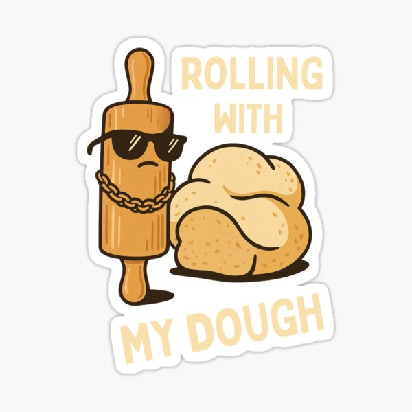 Item preview, Rolling with My Dough – Funny Baking Gangsta Rolling Pin Illustration designed and sold by KenszoSatori.