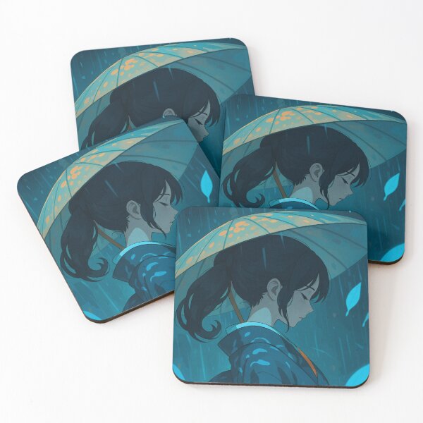 Item preview, Quiet Rain – Melancholy Girl in Kimono designed and sold by SuperNovaDesigns.