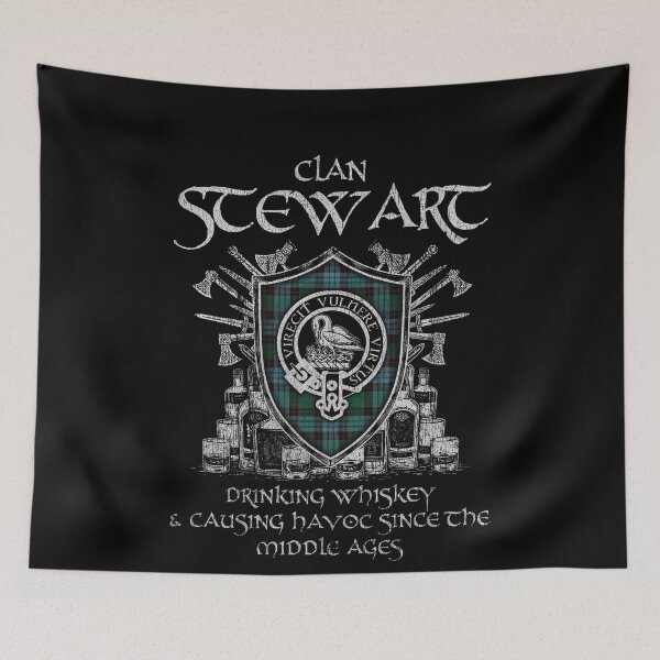 Item preview, Clan Stewart Old drinking whiskey and causing havoc heritage crest tartan plaid designed and sold by Clan1093.