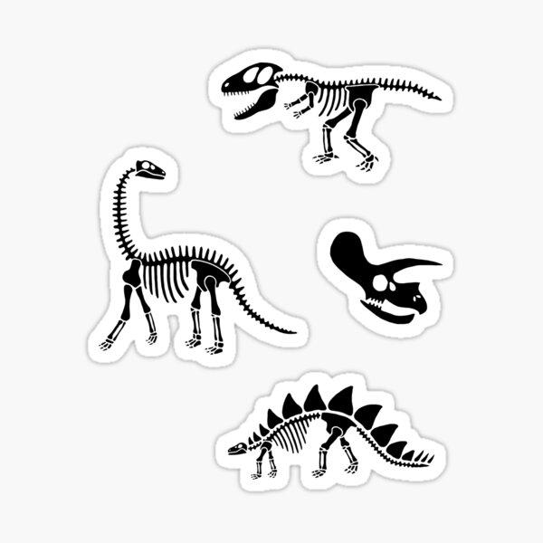 Dinosaurs and Bones black Sticker