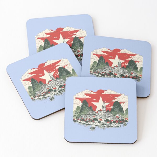 Item preview, Minimalist Watercolor Vietnam Landmarks & Nature | Retro Cityscape in National Colors ,  designed and sold by PaintMeWorld.