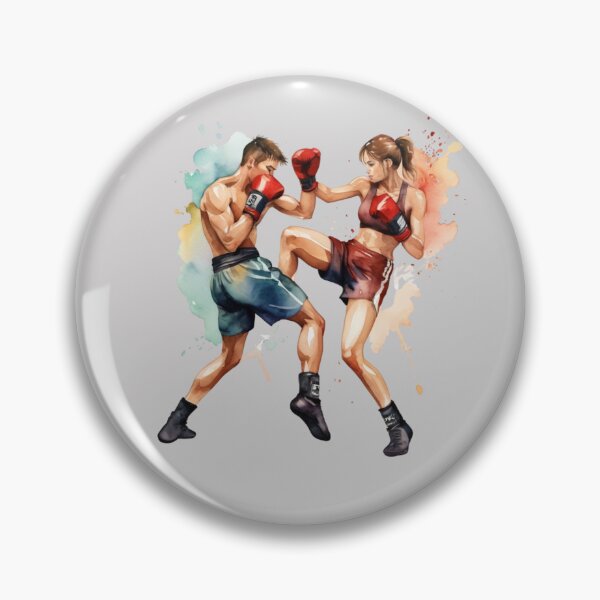 Item preview, Watercolor Clipart – Female Kickboxer Delivering a Knee Strike designed and sold by CharmingGarden.