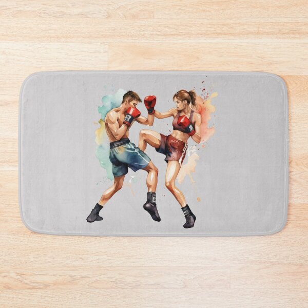 Item preview, Watercolor Clipart – Female Kickboxer Delivering a Knee Strike designed and sold by CharmingGarden.