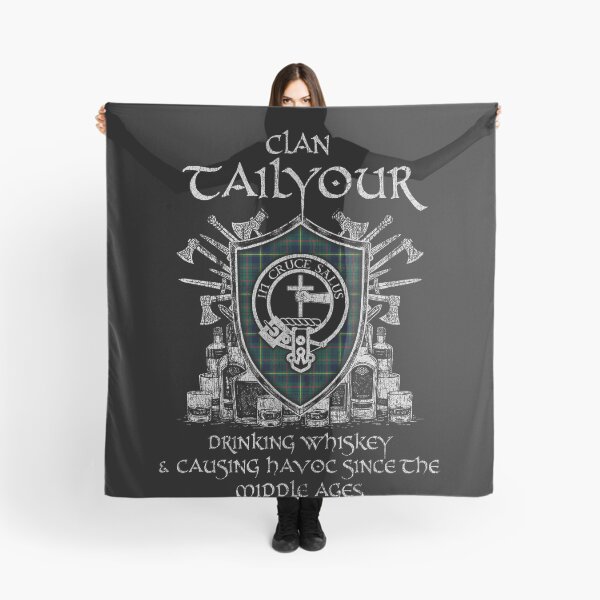 Item preview, Clan Tailyour drinking whiskey and causing havoc heritage crest tartan plaid designed and sold by Clan1093.