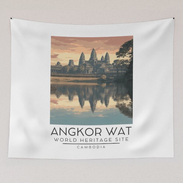 Item preview, A Vintage Illustration of Angkor Wat - Cambodia  designed and sold by GoodOldVintage.