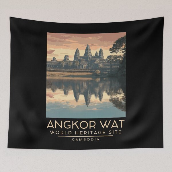 Item preview, A Vintage Illustration of Angkor Wat - Cambodia  designed and sold by GoodOldVintage.