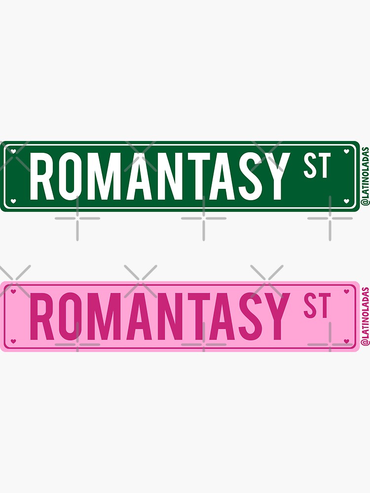 Thumbnail 3 of 3, Sticker, Romantasy St / Fantasy Aesthetic Bookish Dark Green Road Street Sign designed and sold by Latinoladas.