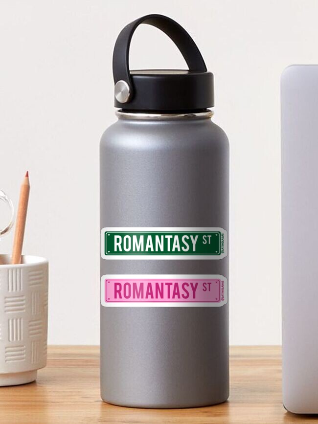 Thumbnail 1 of 3, Sticker, Romantasy St / Fantasy Aesthetic Bookish Dark Green Road Street Sign designed and sold by Latinoladas.