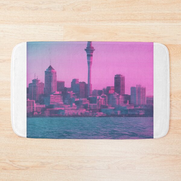 Item preview, Auckland New Zealand – Neon Vaporwave Skyline designed and sold by Aryabek.