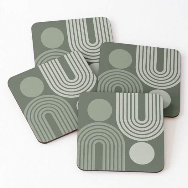 Item preview, Mid Century Modern Geometric Rainbow and Sun Abstract a14 in Greenery Sage Shades designed and sold by nineFlorals.