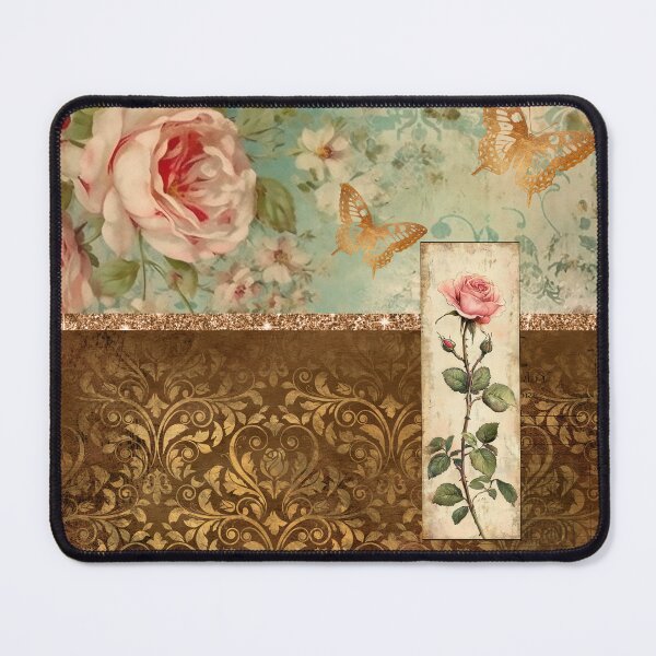 Item preview, Blue and copper grunge style mixed floral pattern designed and sold by Renee Lavoie.