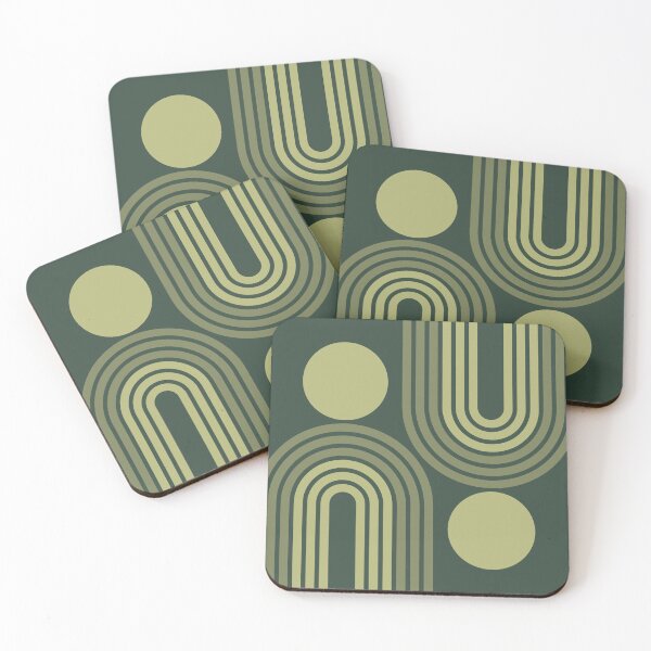 Item preview, Mid Century Modern Geometric Rainbow and Sun Abstract a11 in Greenery Shades designed and sold by nineFlorals.