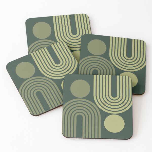 Item preview, Mid Century Modern Geometric Rainbow and Sun Abstract a15 in Greenery Shades designed and sold by nineFlorals.