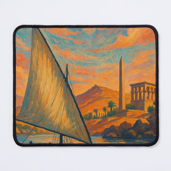 Item preview, Aswan Egypt – Obelisk and Felucca in Sunset Light designed and sold by Aryabek.