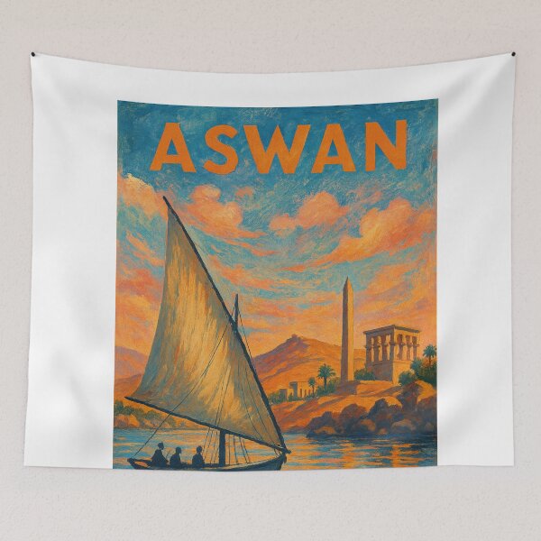 Item preview, Aswan Egypt – Obelisk and Felucca in Sunset Light designed and sold by Aryabek.