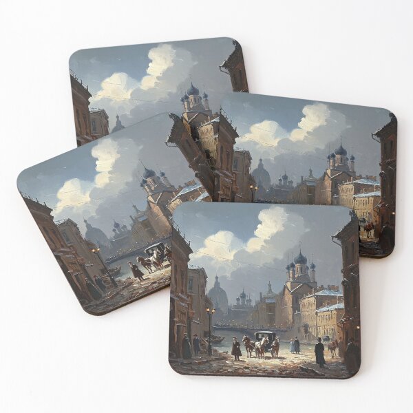 Item preview, Medieval Russian city streets painting art designed and sold by Vintage Designs +.