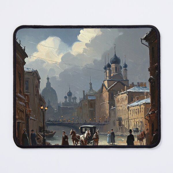 Item preview, Medieval Russian city streets painting art designed and sold by Vintage Designs +.