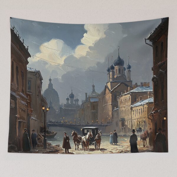 Item preview, Medieval Russian city streets painting art designed and sold by Vintage Designs +.
