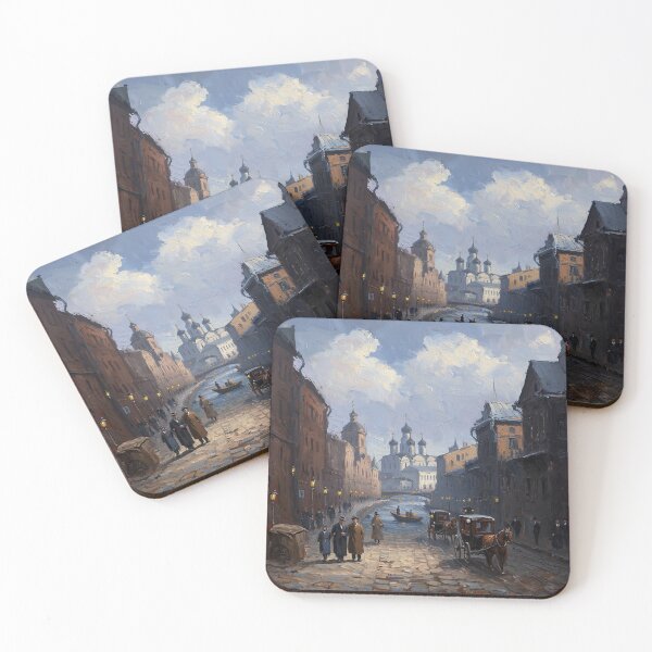 Item preview, Medieval Russian city streets painting art designed and sold by Vintage Designs +.