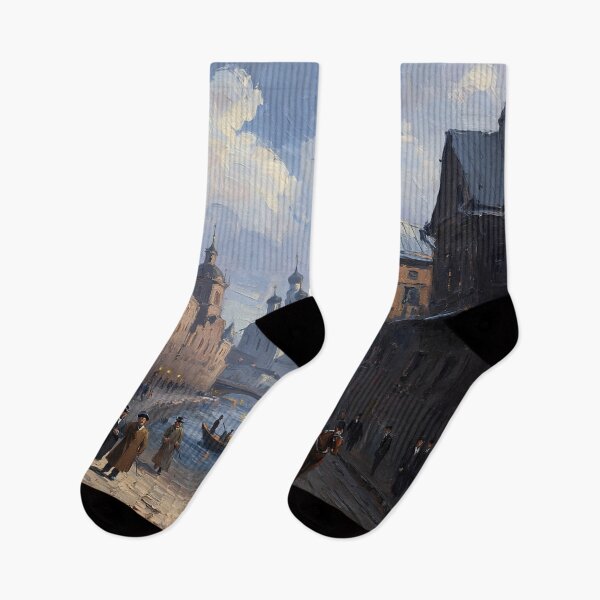 Item preview, Medieval Russian city streets painting art designed and sold by Vintage Designs +.
