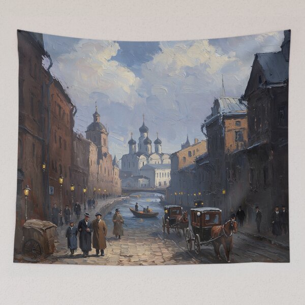 Item preview, Medieval Russian city streets painting art designed and sold by Vintage Designs +.