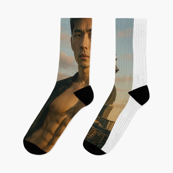 Item preview, Auckland Aotearoa – Shirtless Man and Skyline at Sunset designed and sold by Aryabek.
