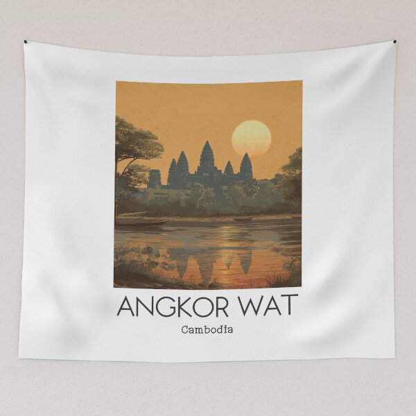 Item preview, A Vintage Illustration of Angkor Wat - Cambodia  designed and sold by GoodOldVintage.